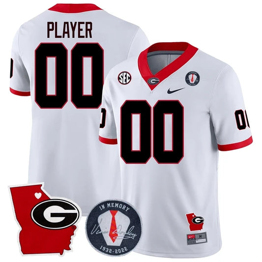 Georgia Bulldogs 2024 Vince Dooley Patch & Georgia State Map Custom Jersey - All Stitched