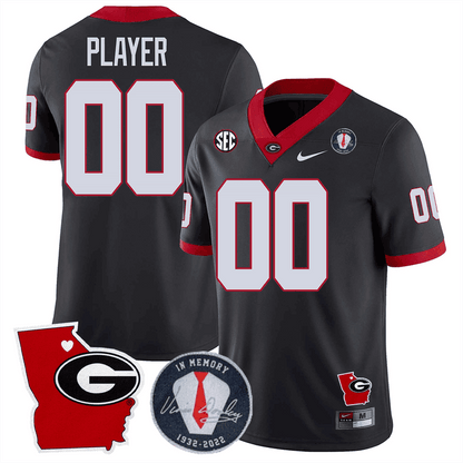 Georgia Bulldogs 2024 Vince Dooley Patch & Georgia State Map Custom Jersey - All Stitched