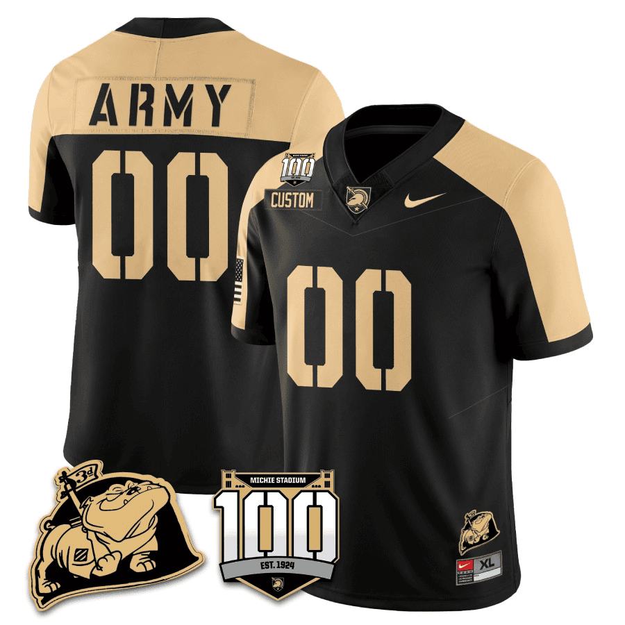 Army Black Knights 100th Anniversary Patch Vapor Custom Jersey - All Stitched