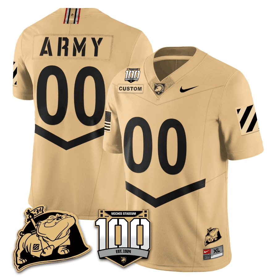 Army Black Knights 100th Anniversary Patch Vapor Custom Jersey - All Stitched