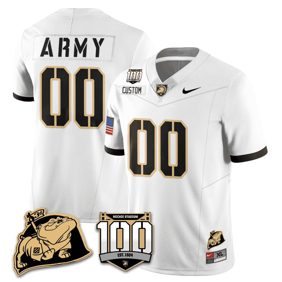 Army Black Knights 100th Anniversary Patch Vapor Custom Jersey - All Stitched