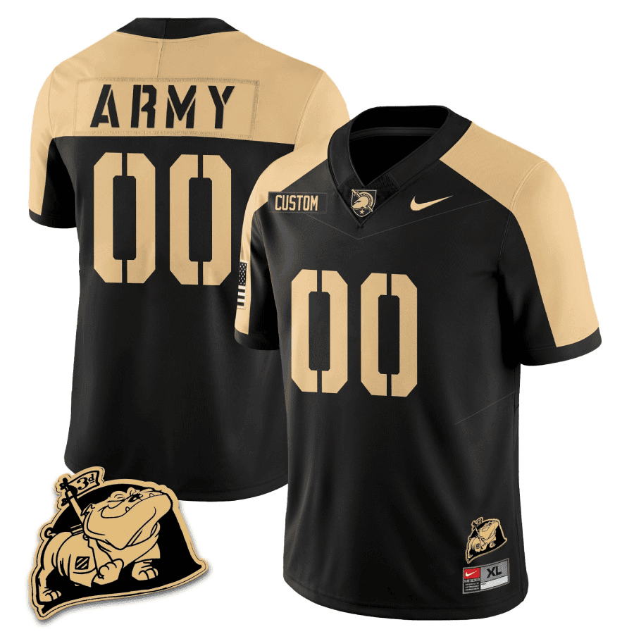 Army Black Knights Rocky The Bulldog Patch Vapor Custom Jersey - All Stitched