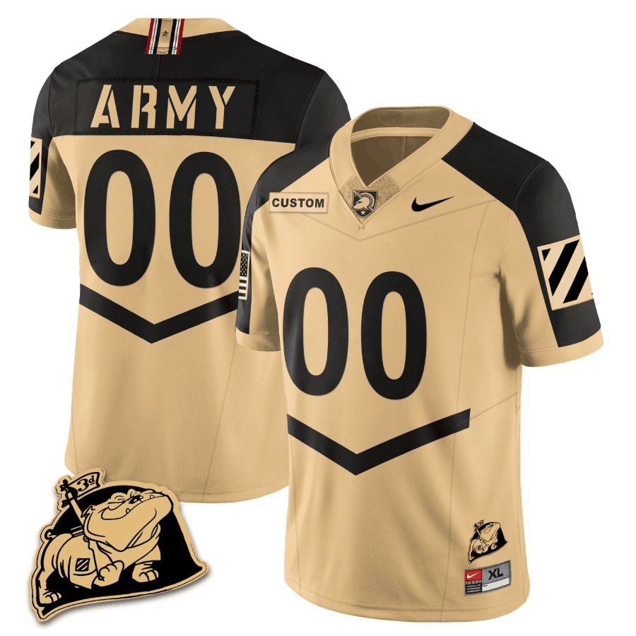 Army Black Knights Rocky The Bulldog Patch Vapor Custom Jersey - All Stitched