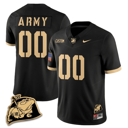 Army Black Knights Rocky The Bulldog Patch Vapor Custom Jersey - All Stitched