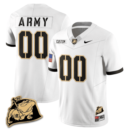 Army Black Knights Rocky The Bulldog Patch Vapor Custom Jersey - All Stitched