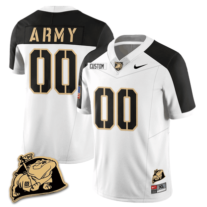 Army Black Knights Rocky The Bulldog Patch Vapor Custom Jersey - All Stitched