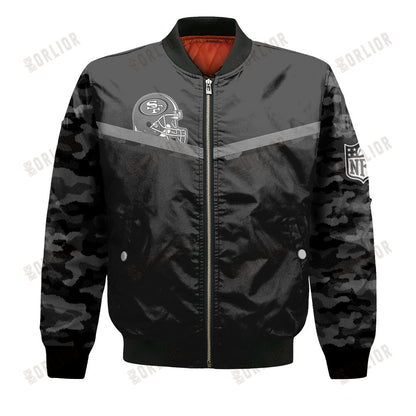 San Francisco 49ers Black RFLCTV Chevron NFL 2024 Unisex Bomber Jacket V9