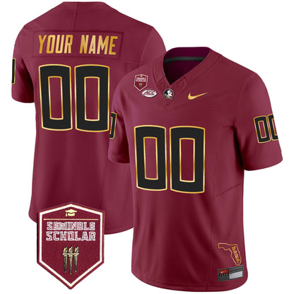 Florida State Seminoles Gold Trim Vapor Custom Jersey - All Stitched