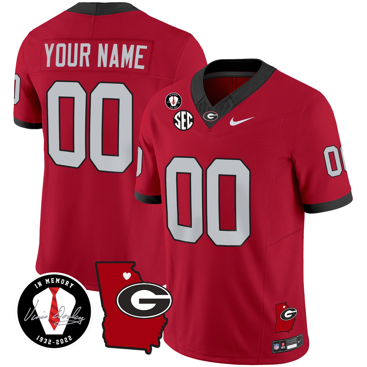 Georgia Bulldogs 2024 Vapor Custom Jersey V4 - Georgia Map - All Stitched