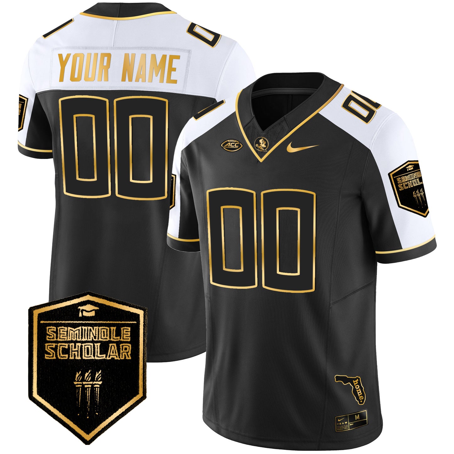 Florida State Seminoles Gold Vapor Custom Jersey - All Stitched