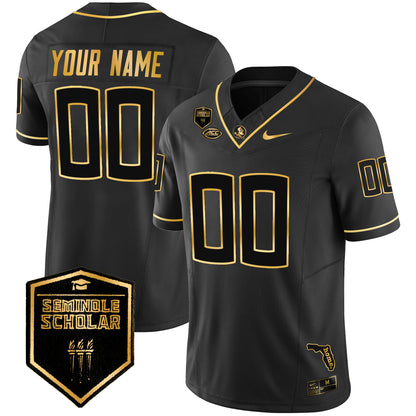 Florida State Seminoles Gold Vapor Custom Jersey - All Stitched