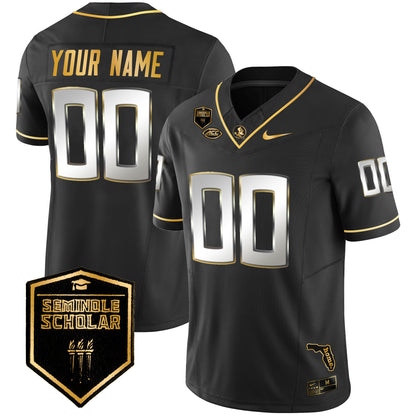 Florida State Seminoles Gold Vapor Custom Jersey - All Stitched