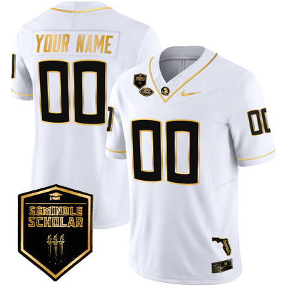 Florida State Seminoles Gold Vapor Custom Jersey - All Stitched