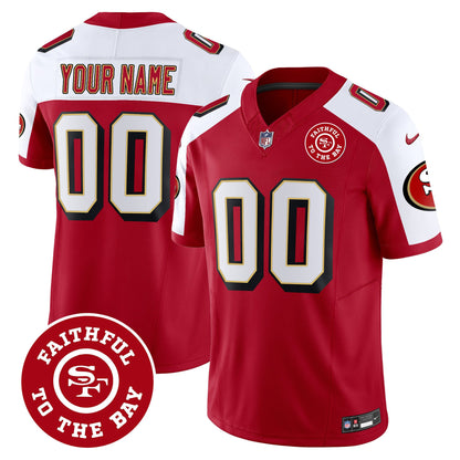 49ers Throwback Faithful To The Bay Patch Vapor Limited Custom Jersey - All Stitched