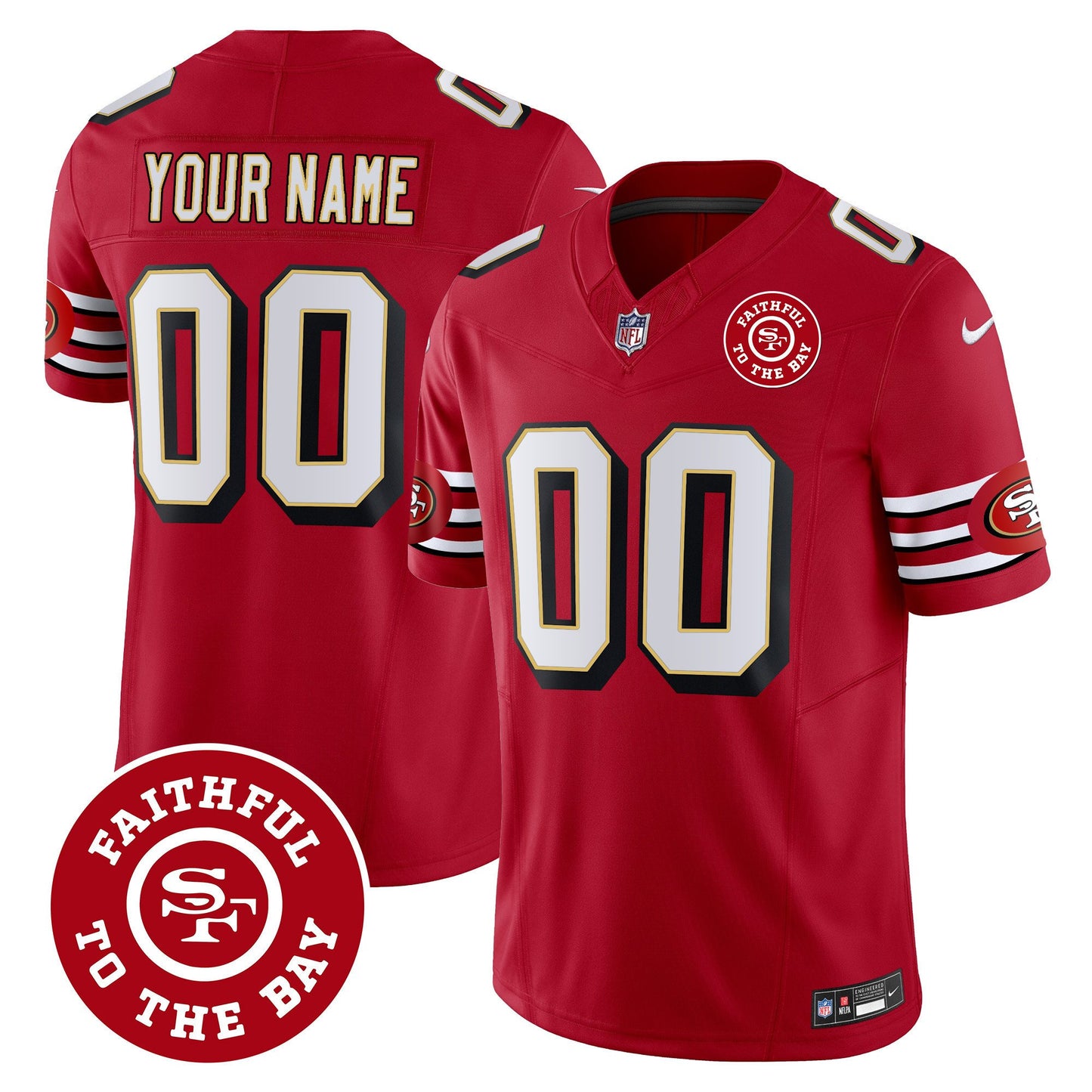 49ers Throwback Faithful To The Bay Patch Vapor Limited Custom Jersey - All Stitched