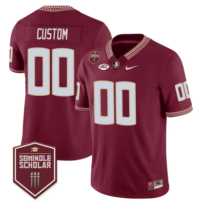 Florida State Seminoles Scholar Patch Vapor Limited Custom Jersey- All Stitched