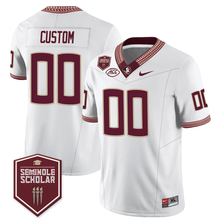 Florida State Seminoles Scholar Patch Vapor Limited Custom Jersey- All Stitched