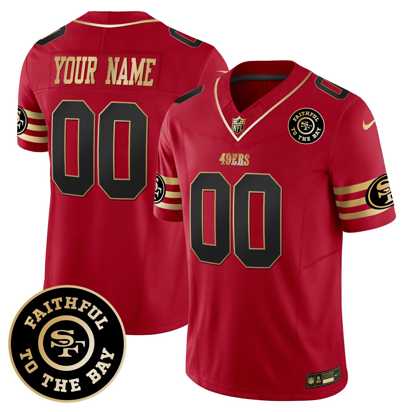 49ers Faithful To The Bay Patch Vapor Limited Custom Jersey V6 - All Stitched