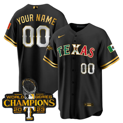 Texas Rangers Mexico 2023 World Series Champions Baseball Custom Jersey - All Stitched