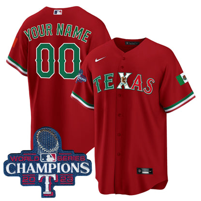 Texas Rangers Mexico 2023 World Series Champions Baseball Custom Jersey - All Stitched