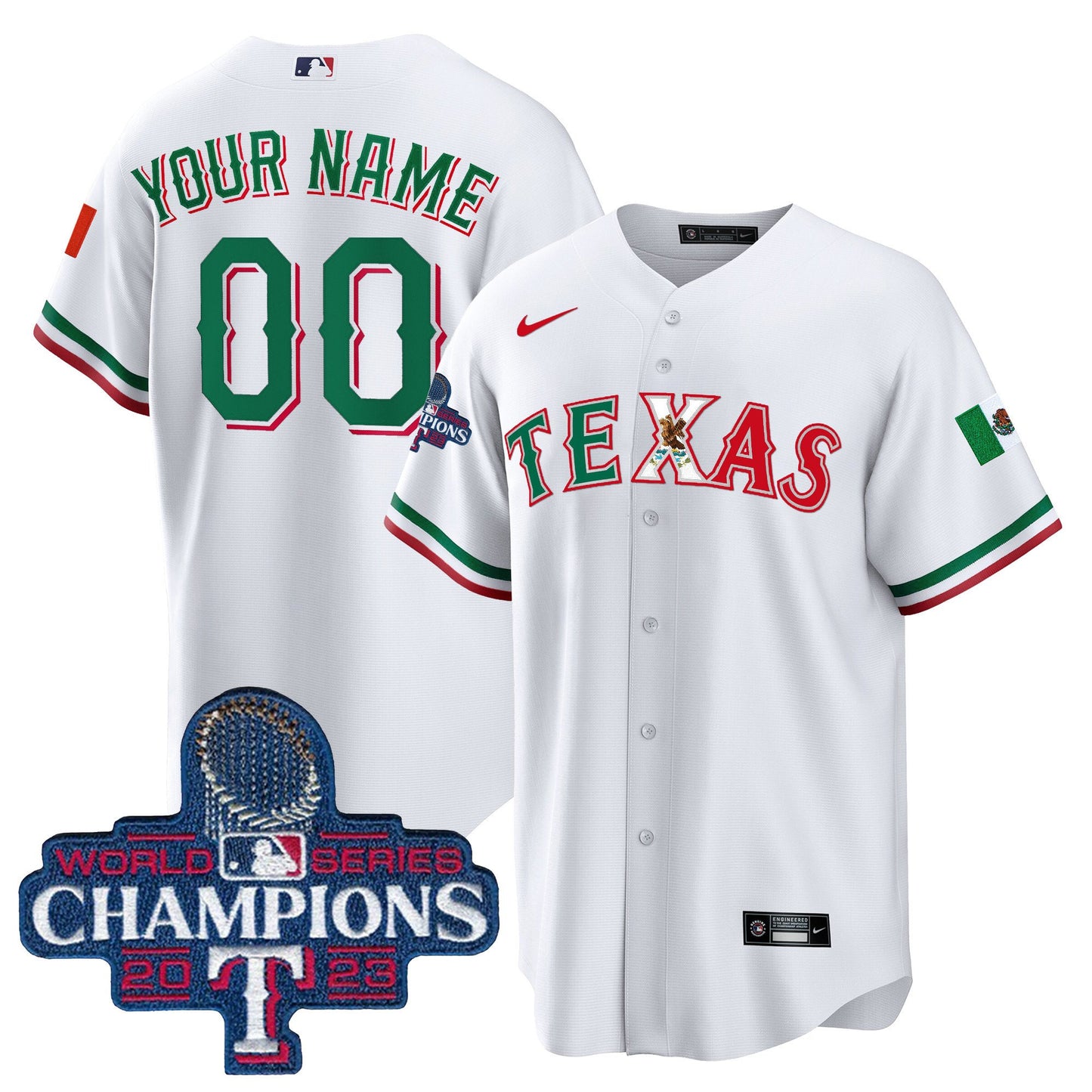 Texas Rangers Mexico 2023 World Series Champions Baseball Custom Jersey - All Stitched