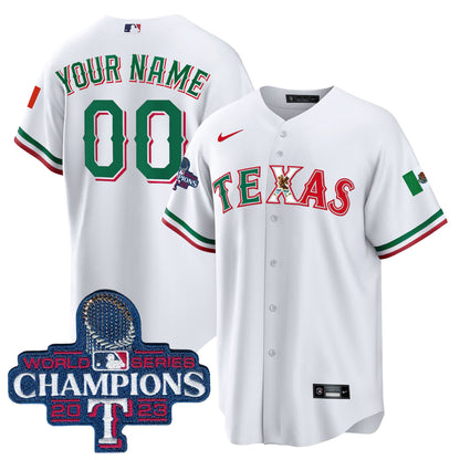 Texas Rangers Mexico 2023 World Series Champions Baseball Custom Jersey - All Stitched