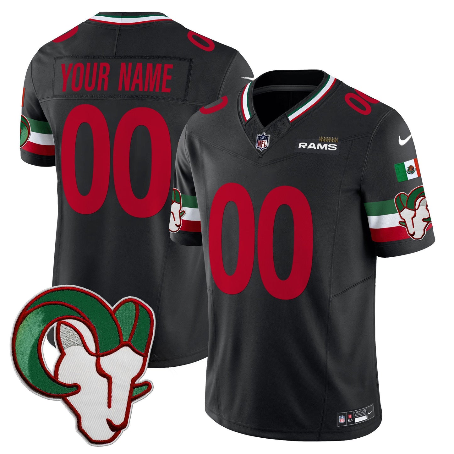 Rams Mexico Vapor Limited Custom Jersey - All Stitched