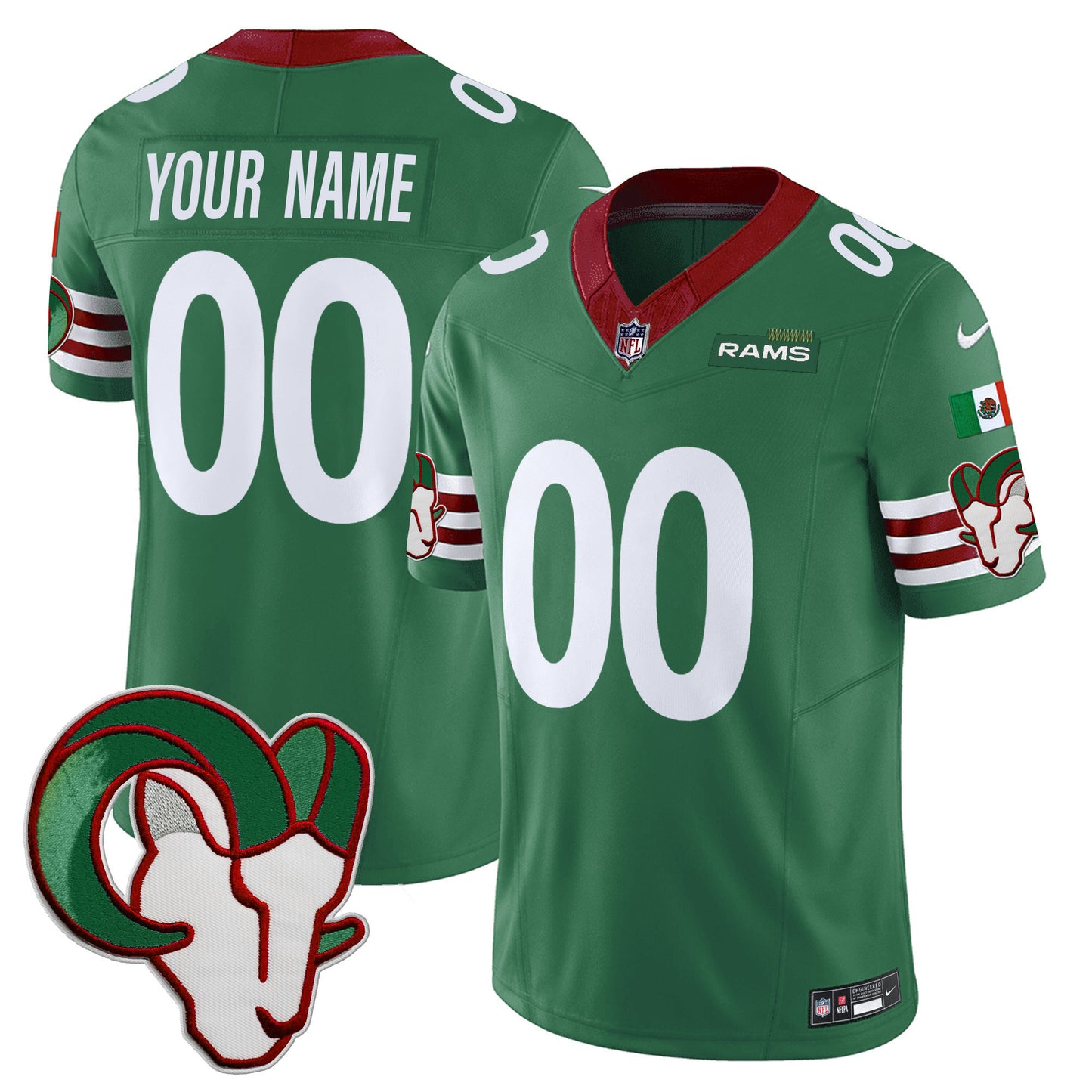 Rams Mexico Vapor Limited Custom Jersey - All Stitched