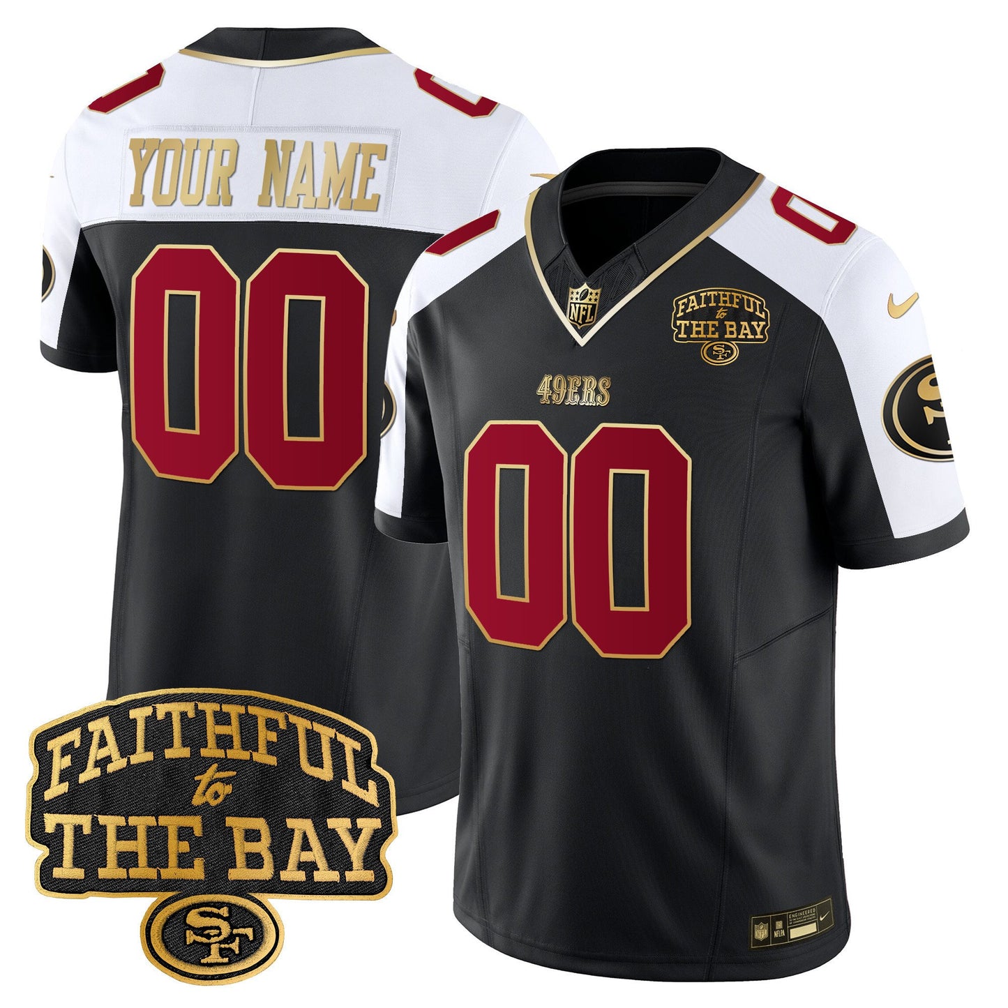 49ers Faithful To The Bay Patch Vapor Limited Custom Jersey V8 - All Stitched