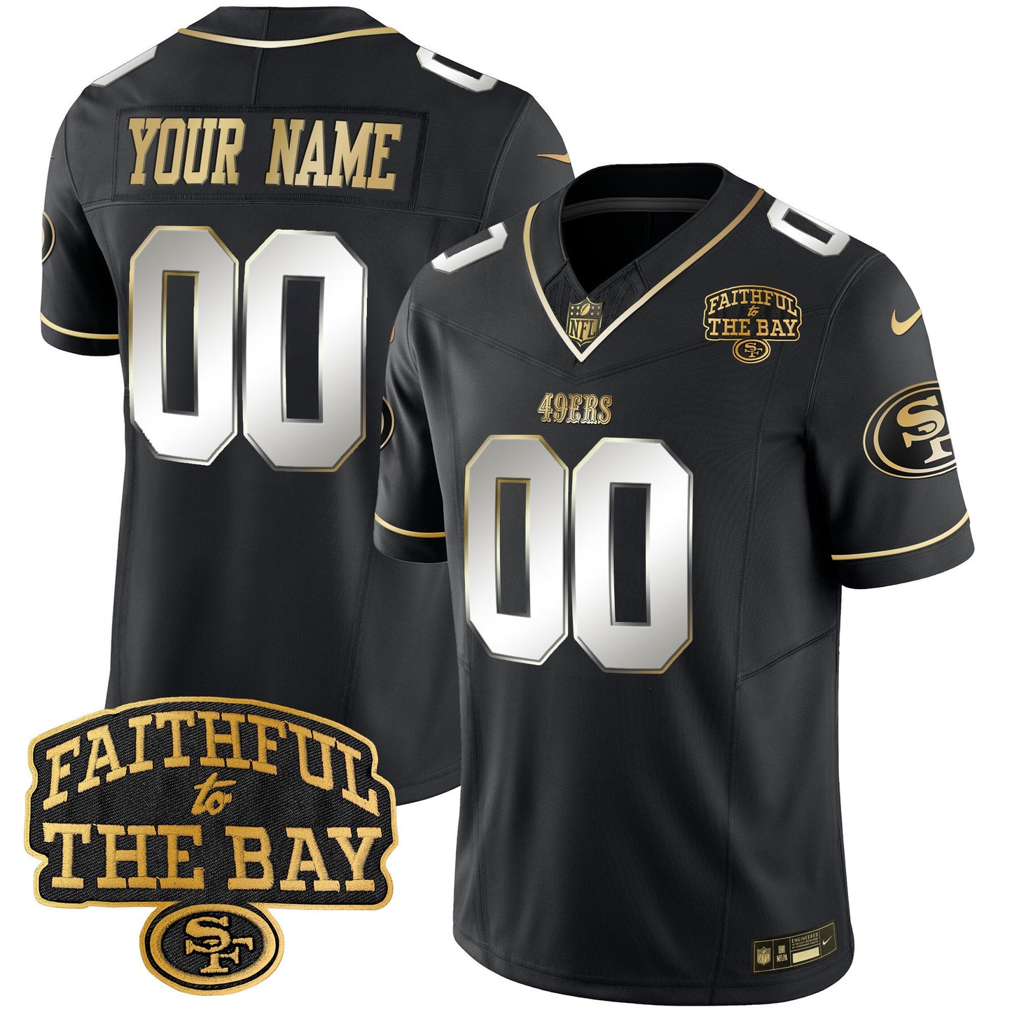 49ers Faithful To The Bay Patch Vapor Limited Custom Jersey V8 - All Stitched