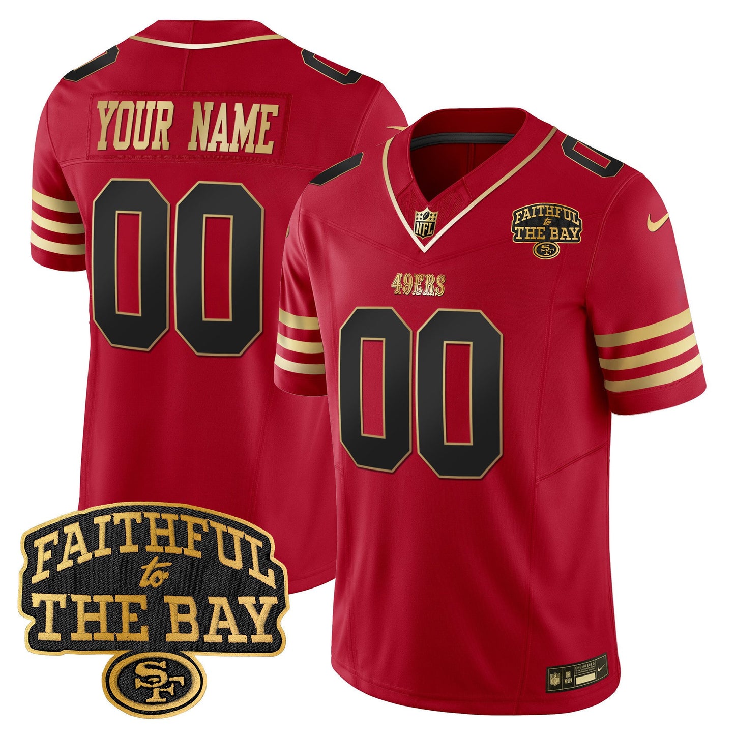 49ers Faithful To The Bay Patch Vapor Limited Custom Jersey V8 - All Stitched