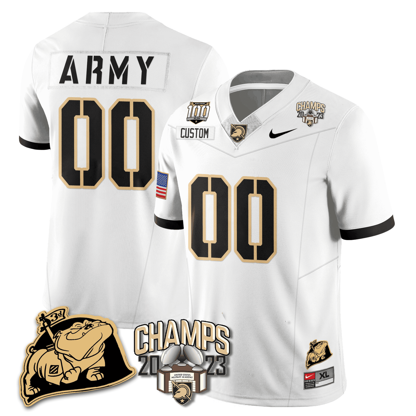 Army Black Knights 2023 CIC Trophy Champion Patch Custom Jersey - All Stitched