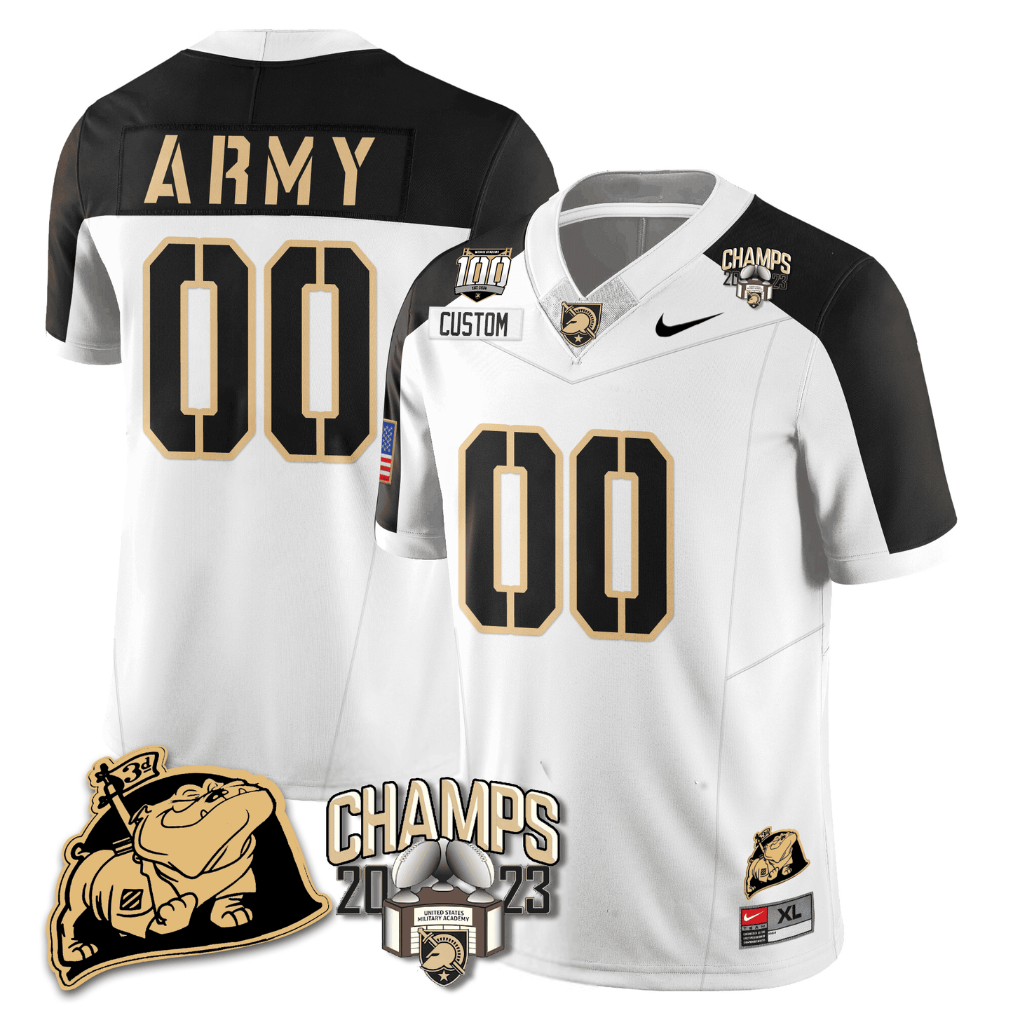 Army Black Knights 2023 CIC Trophy Champion Patch Custom Jersey - All Stitched