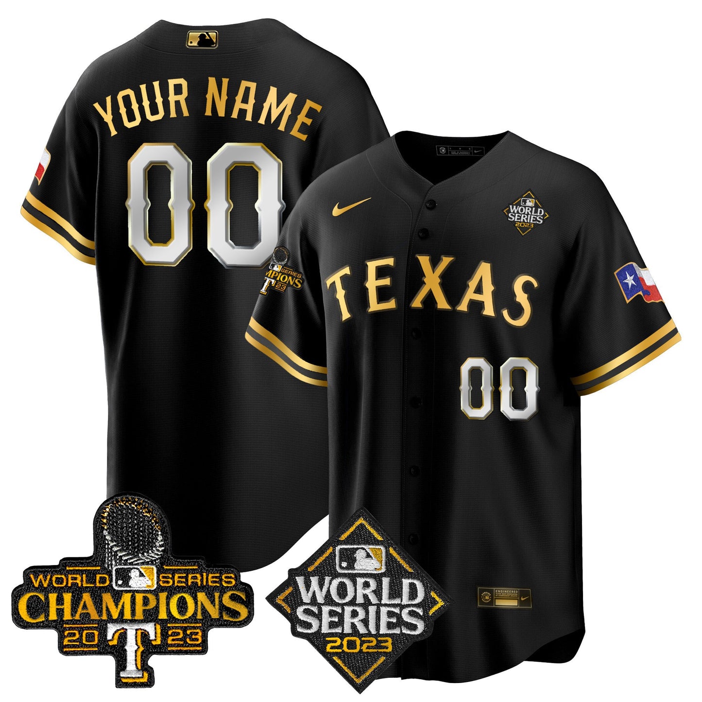 Texas Rangers 2023 World Series Champions Cool Base Custom Jersey V4 - All Stitched