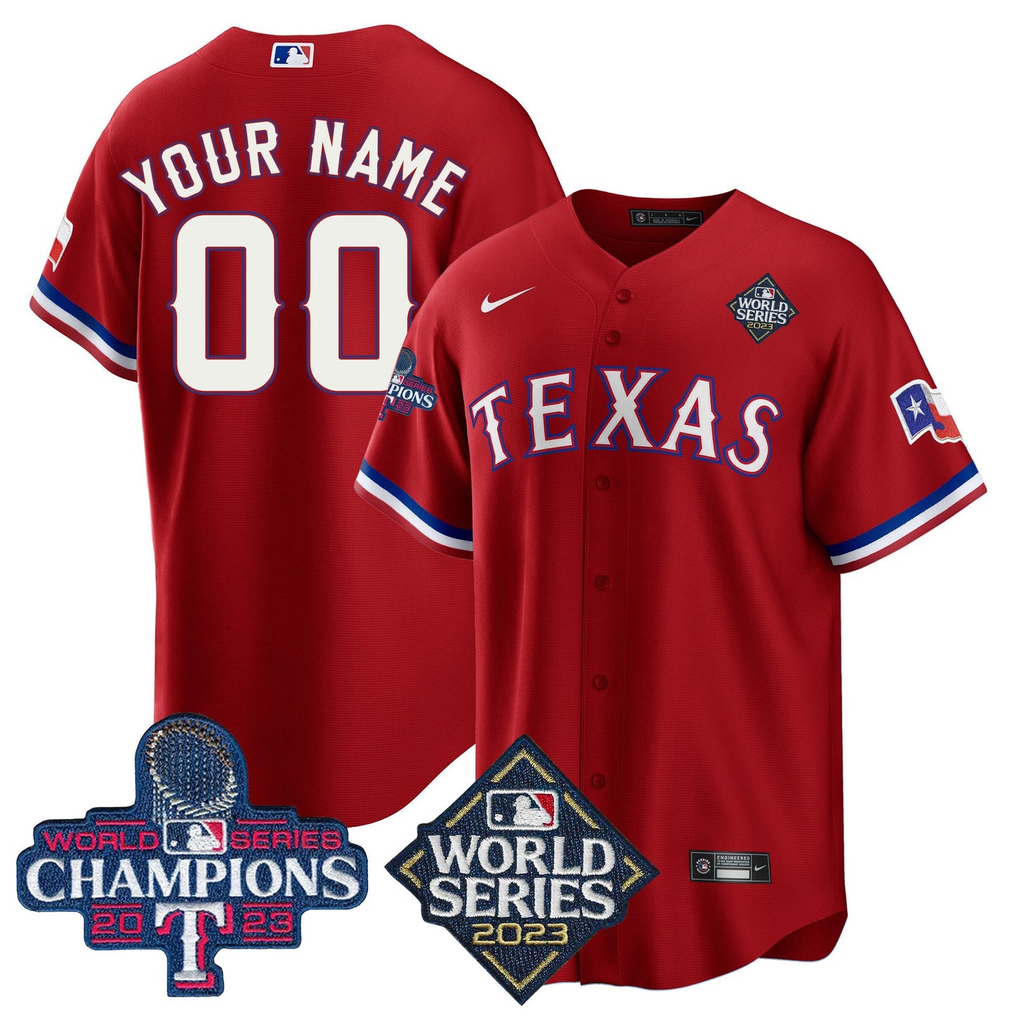 Texas Rangers 2023 World Series Champions Cool Base Custom Jersey V4 - All Stitched