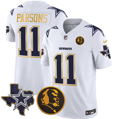 Cowboys Texas & John Madden Patch Gold Trim Vapor Jersey - All Stitched