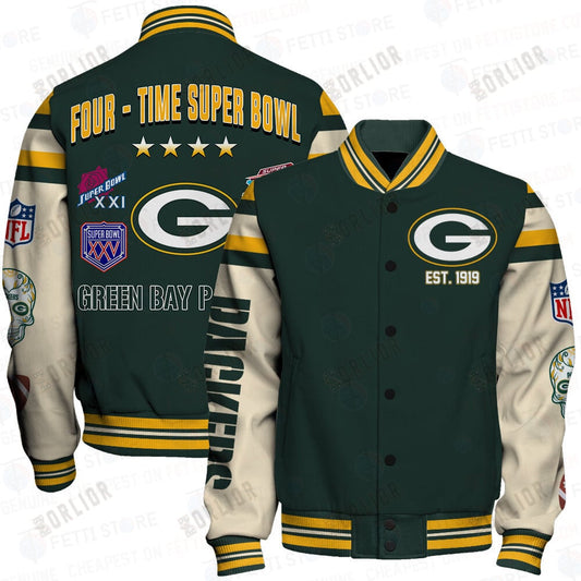 Green Bay Packers National Football League Print Varsity Jacket SFAT V2