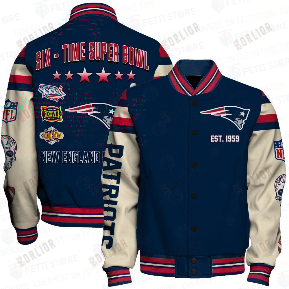 New England Patriots National Football League Print Varsity Jacket SFAT V2