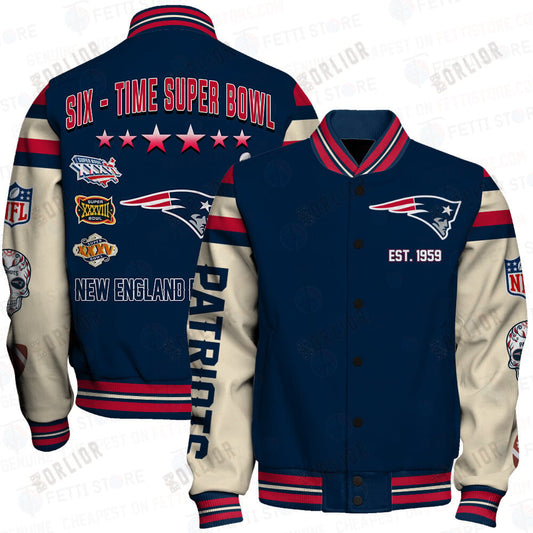 New England Patriots National Football League Print Varsity Jacket SFAT V2