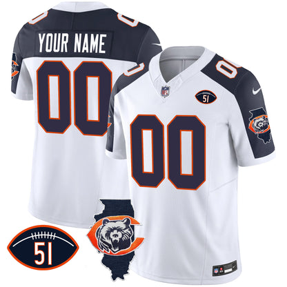 Bears Throwback Illinois Patch Vapor Custom Jersey - All Stitched