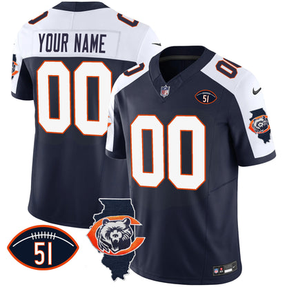 Bears Throwback Illinois Patch Vapor Custom Jersey - All Stitched