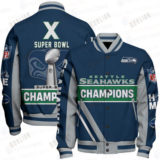 Seattle Seahawks X Super Bowl Champions Design Varsity Jacket