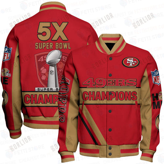 San Francisco 49ers 5X Super Bowl Champions Design Varsity Jacket