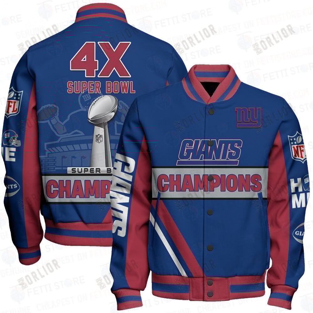 New York Giants 4X Super Bowl Champions Design Varsity Jacket