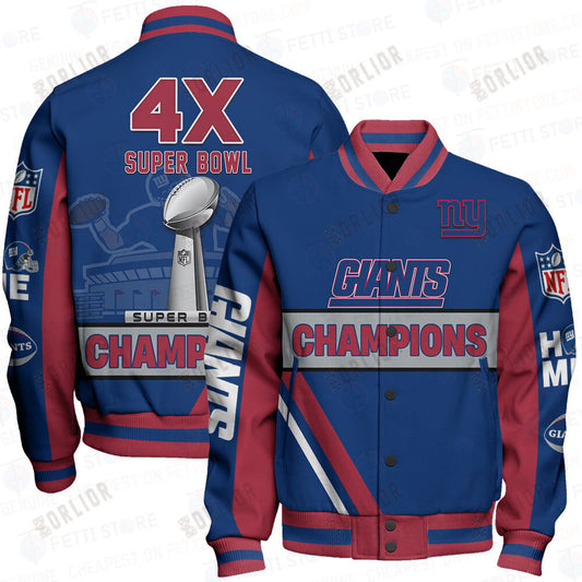 New York Giants 4X Super Bowl Champions Design Varsity Jacket
