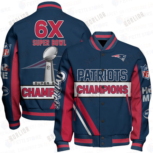 New England Patriots 6X Super Bowl Champions Design Varsity Jacket