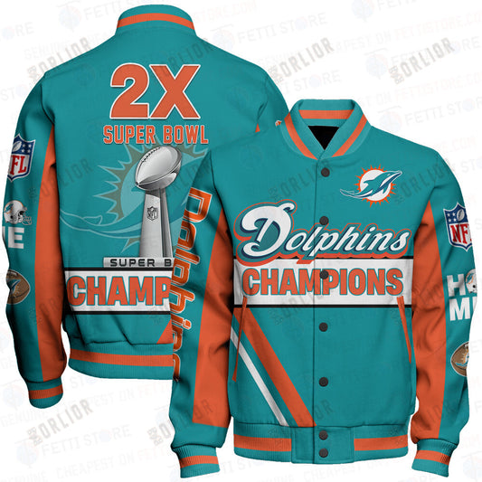 Miami Dolphins 2X Super Bowl Champions Design Varsity Jacket