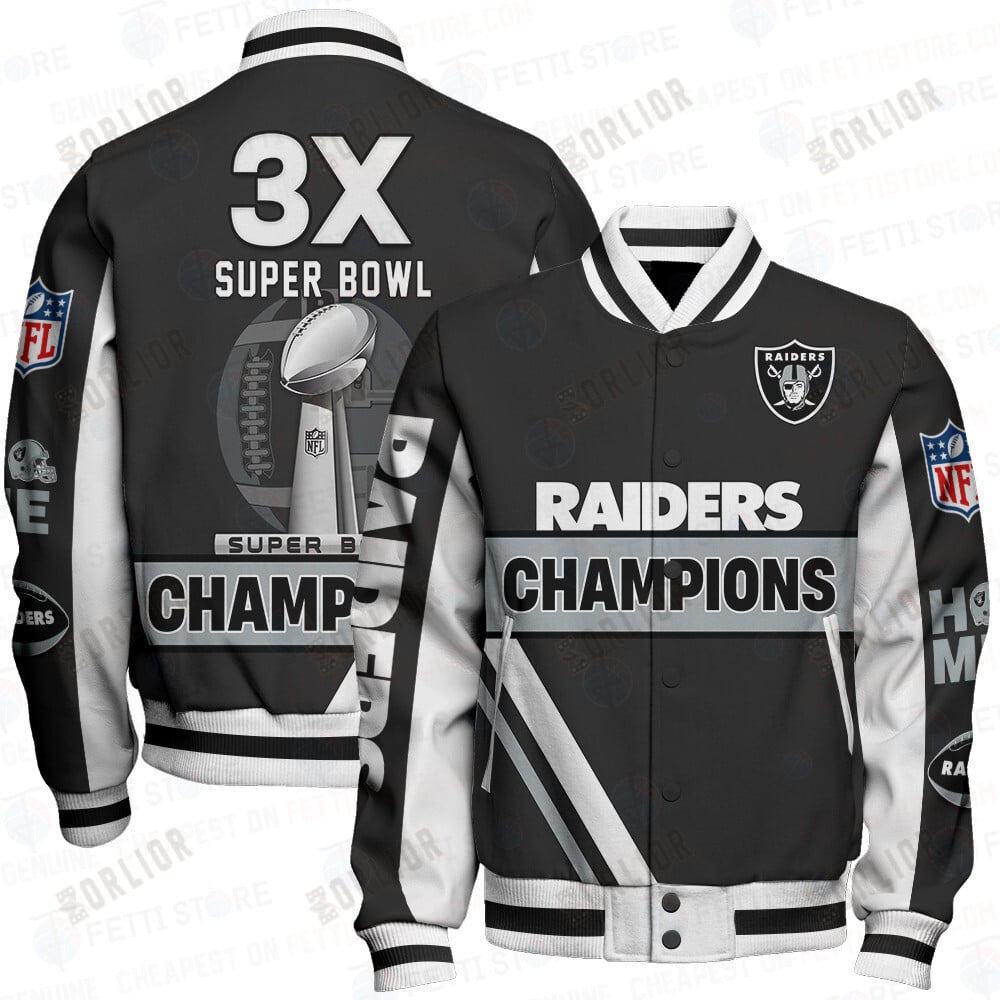 Las Vegas Raiders 3X Super Bowl Champions Design Varsity Jacket
