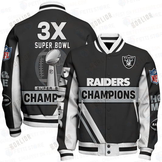 Las Vegas Raiders 3X Super Bowl Champions Design Varsity Jacket