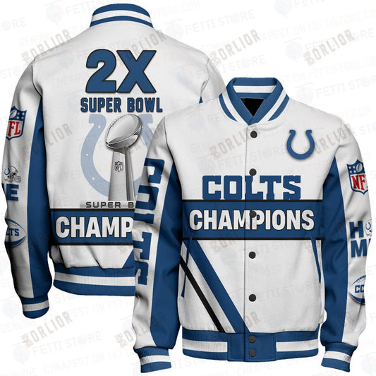 Indianapolis Colts 2X Super Bowl Champions Design Varsity Jacket